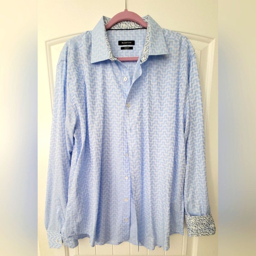 Bugatchi Blue Casual Button Down Shirtbugatchi - image 1